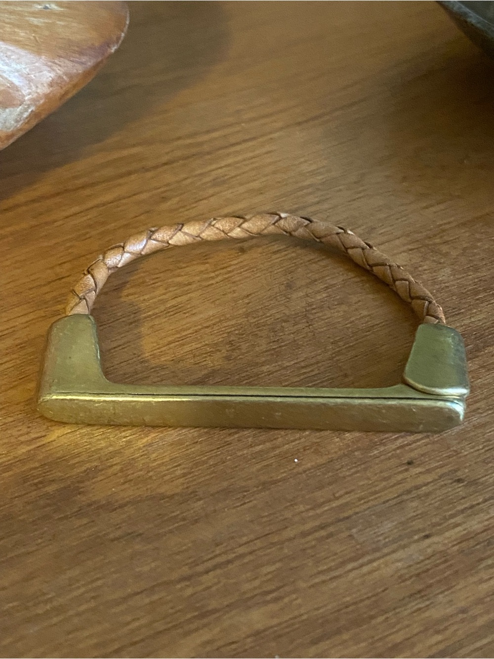 Brass & Braided Leather Magnetic Bracelet